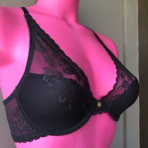 Natori Dark Grey Charcoal Sexy Lace Wire Bra 34B